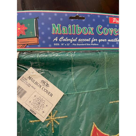 Vintage 1996 NCE Poinsettias Mailbox Cover Wrap Double Sided Christmas Holiday - Picture 3 of 4